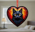 Black Cat Stained Glass Effect Heart Suncatcher